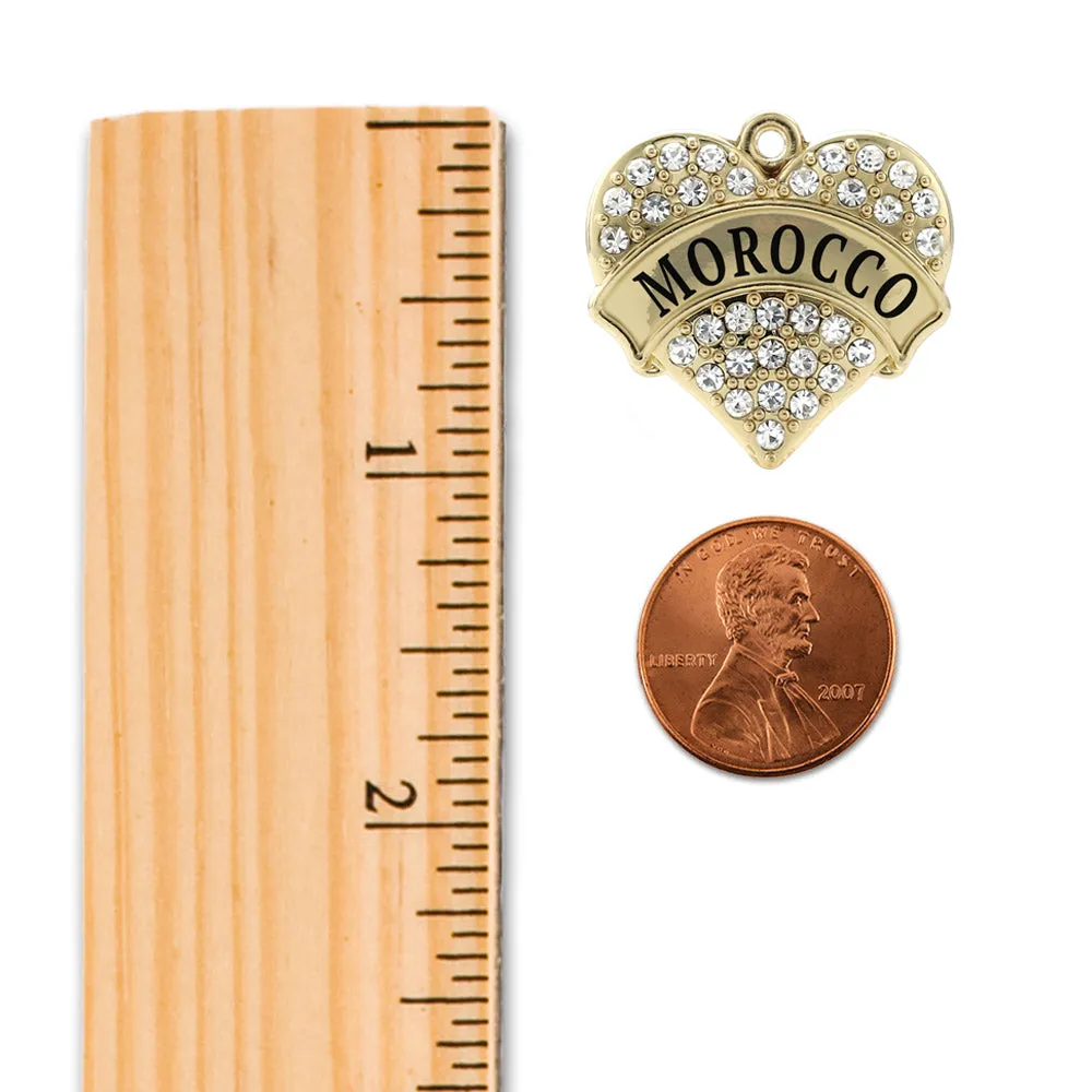 Gold Morocco Pave Heart Charm Toggle Bracelet