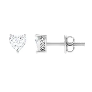 Heart Shape Diamond Solitaire Stud Earrings