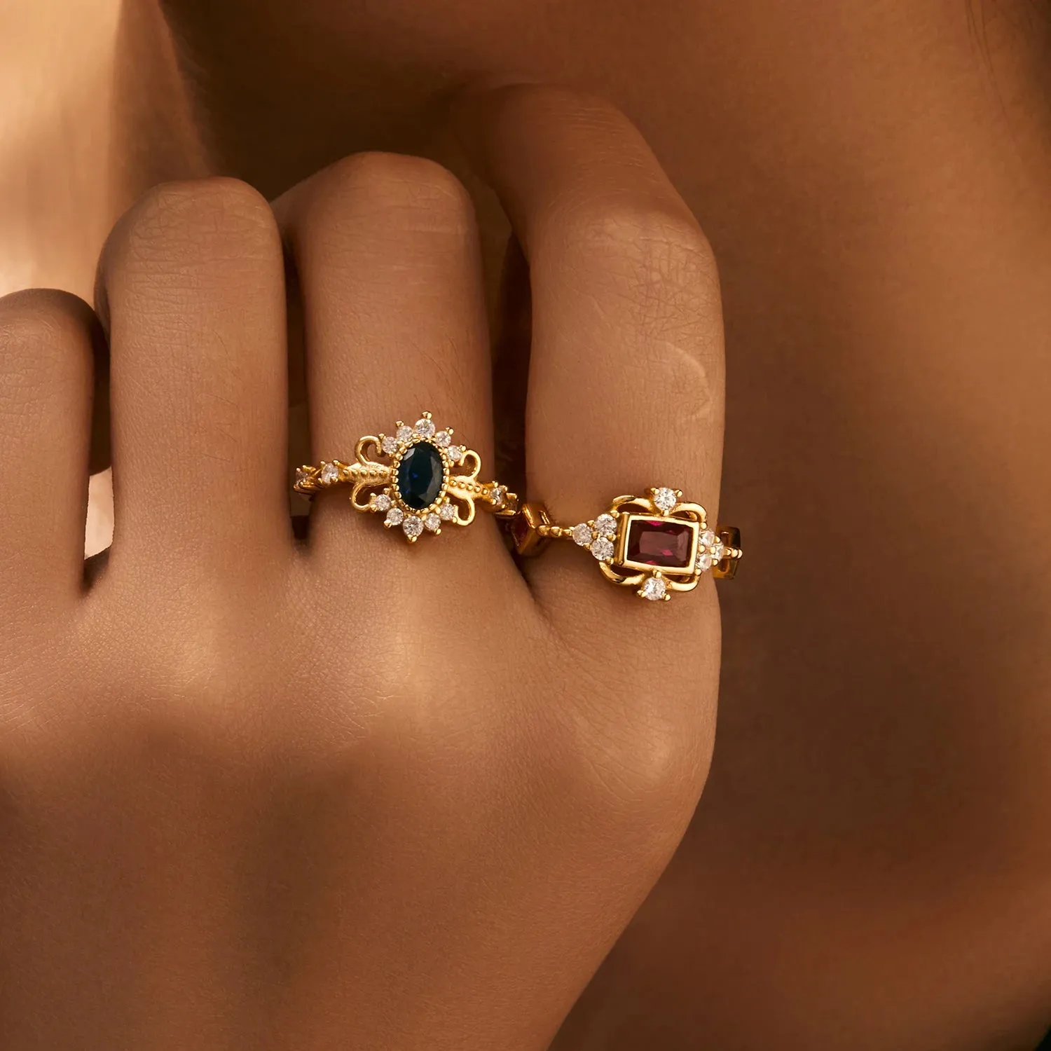 Rainbow Stackable Gold Ring