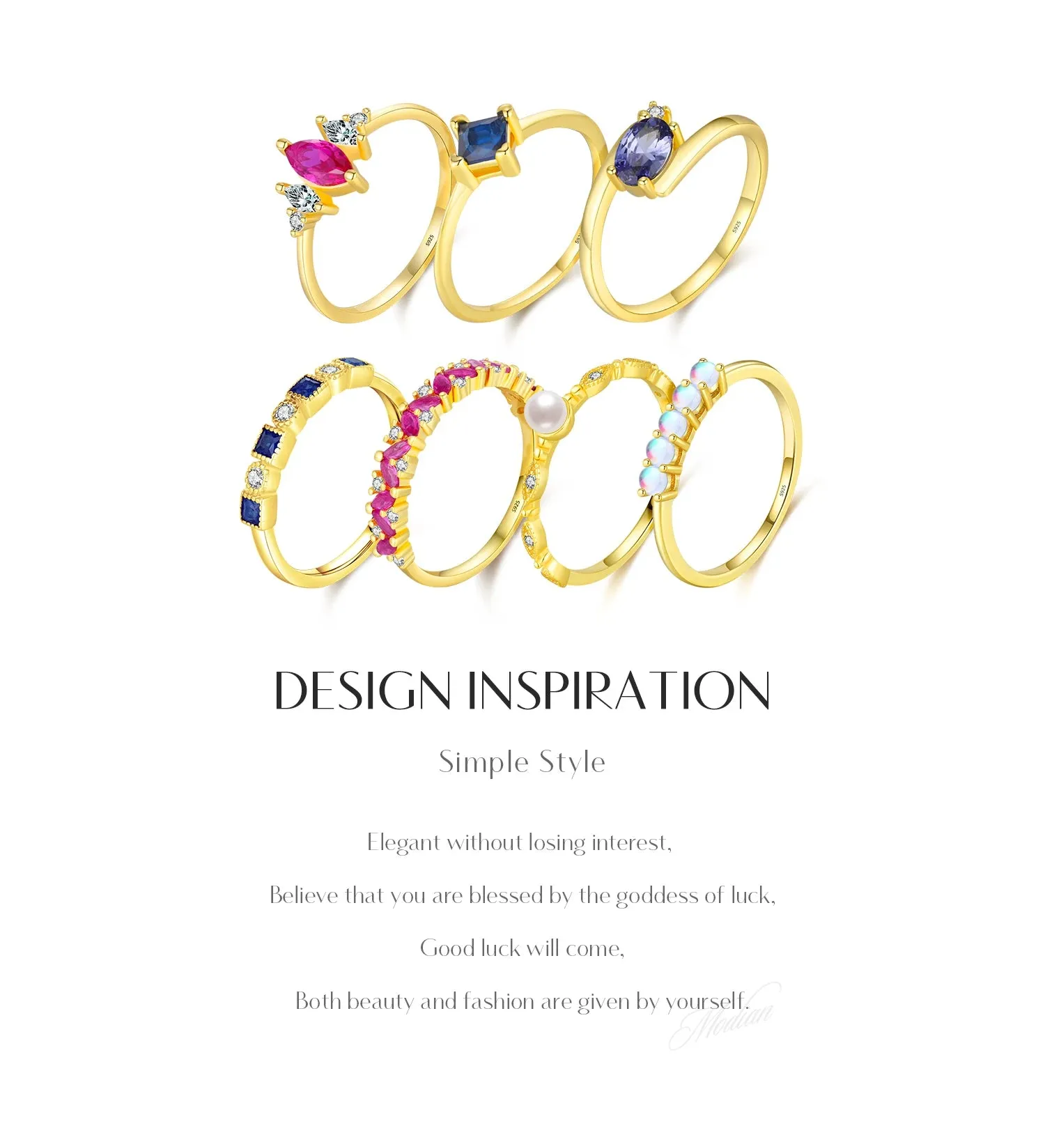 Rainbow Stackable Gold Ring